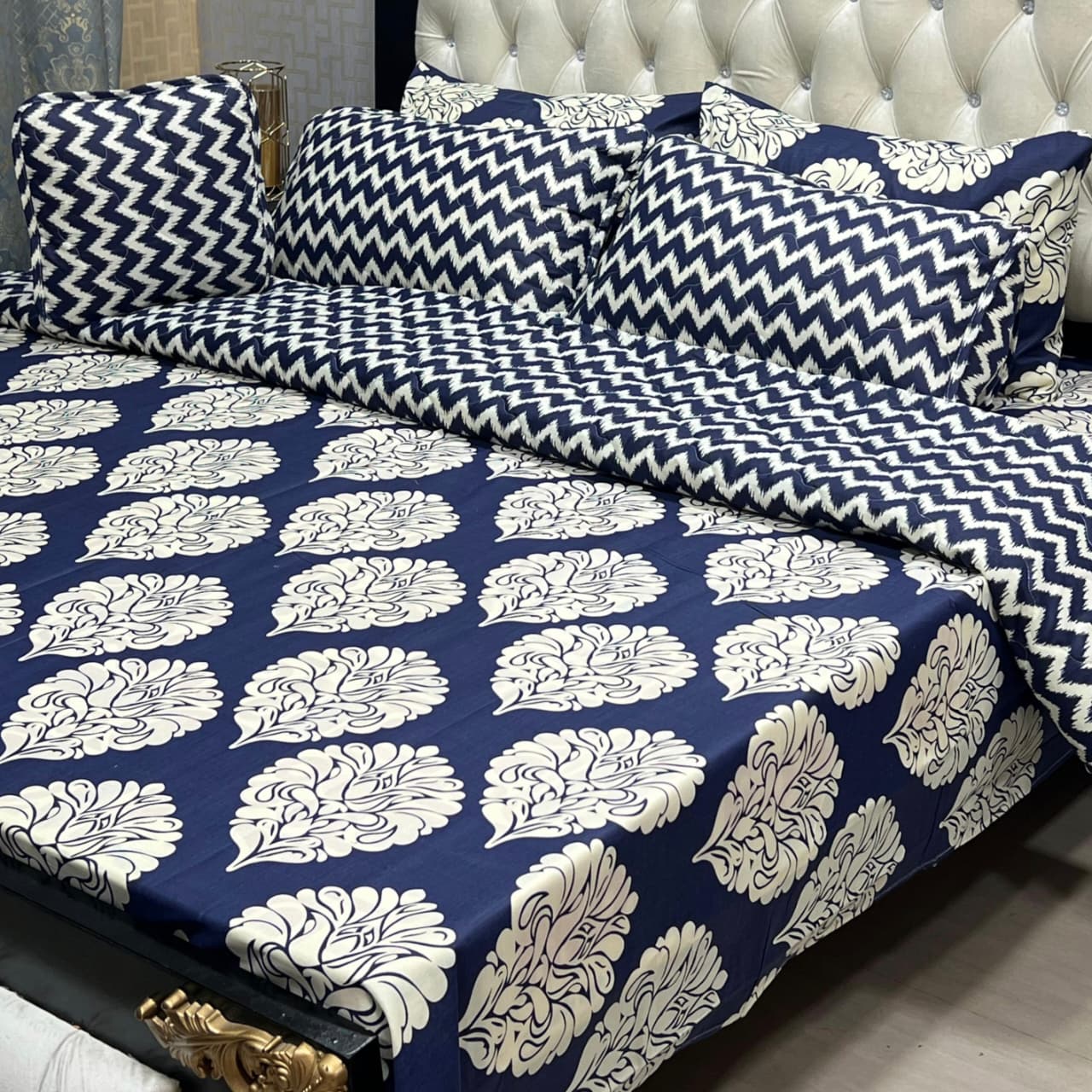 Navy Blue Pattern Bedsheet