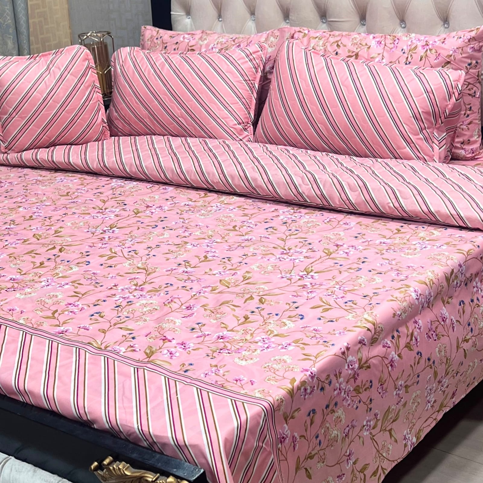 Pink Striped Bedsheet