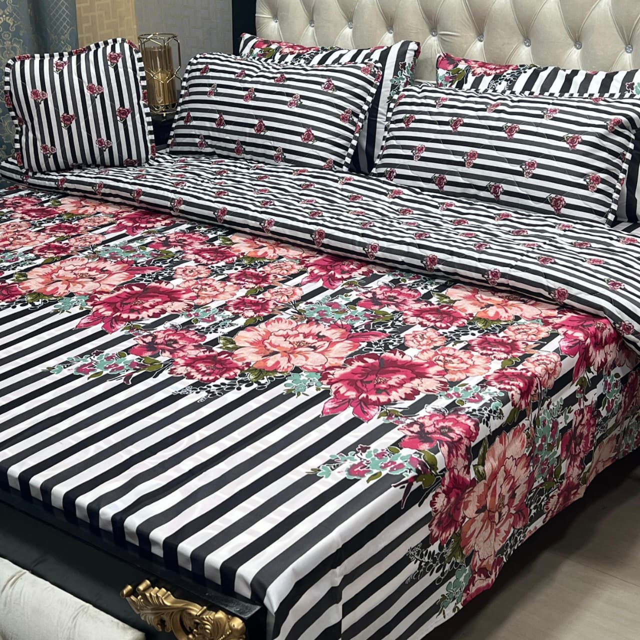 Black White Striped Bedsheet