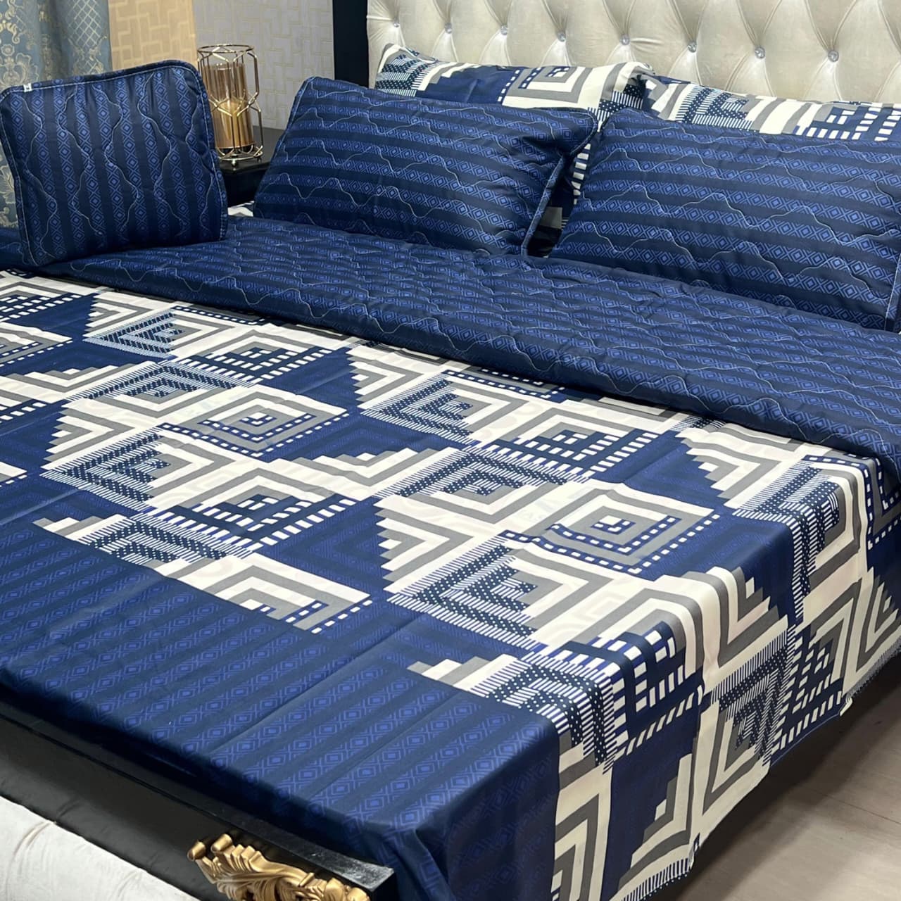 Blue Geometric Bedsheet