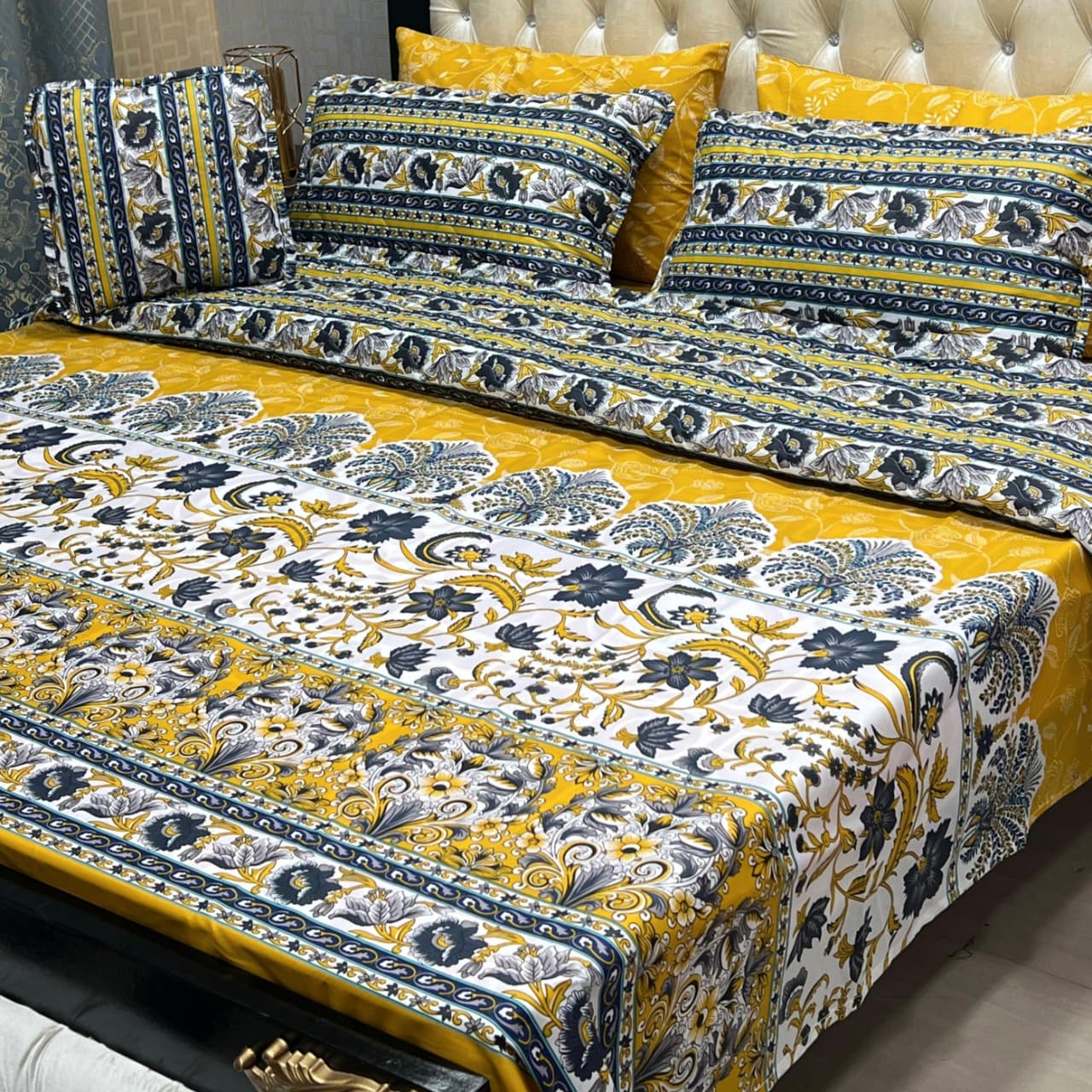 Yellow Floral Bedsheet