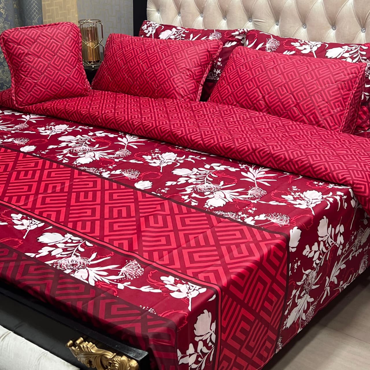 Red Floral Bedsheet