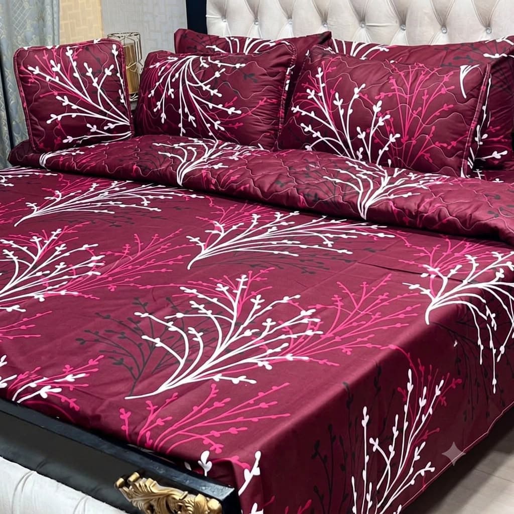 Maroon Leaf Bedsheet