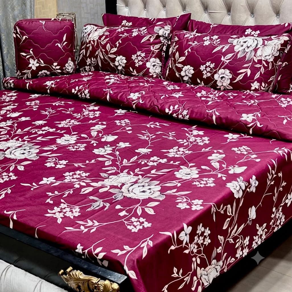 Maroon Floral Bedsheet