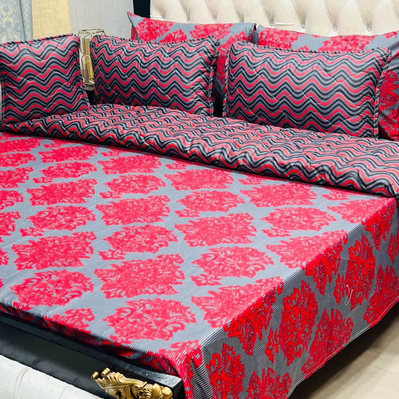 Red Blue Pattern Bedsheet
